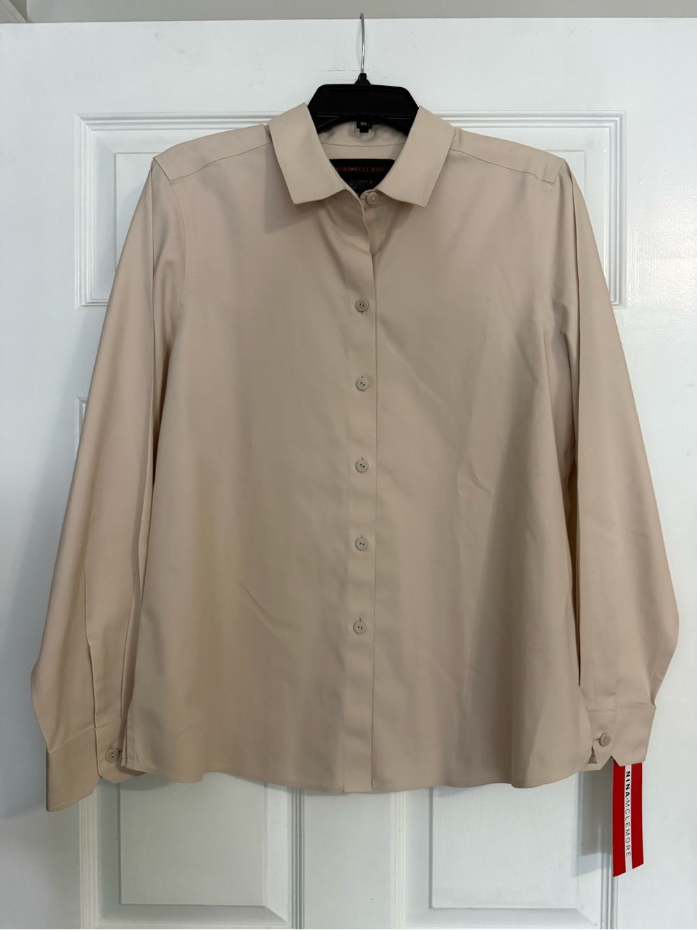 Nina Mclemore Classic Women's Button-Up Shirt in Light Beige